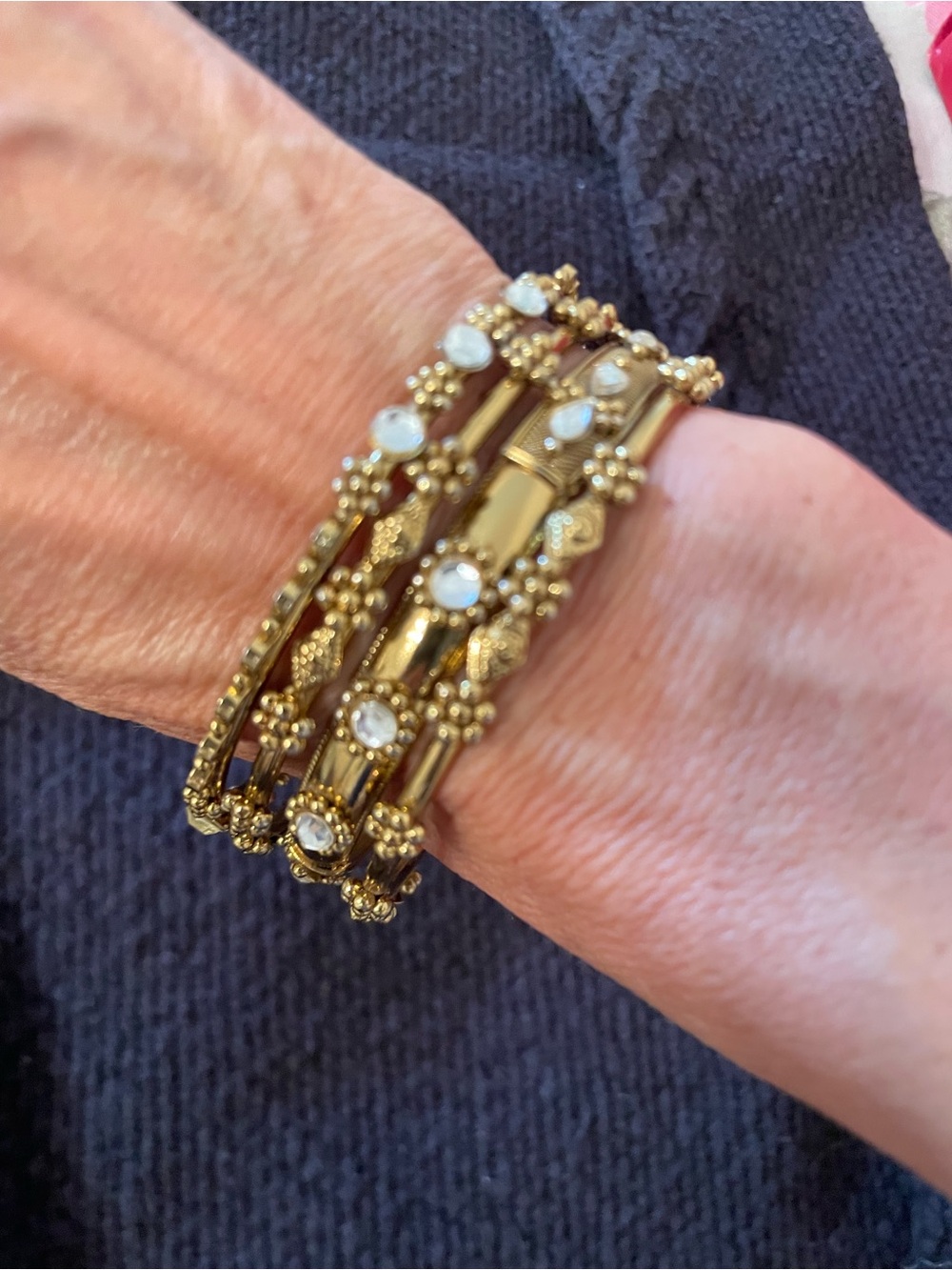 Gold-Tone Multi-Row Crystal Stretch Bracelet